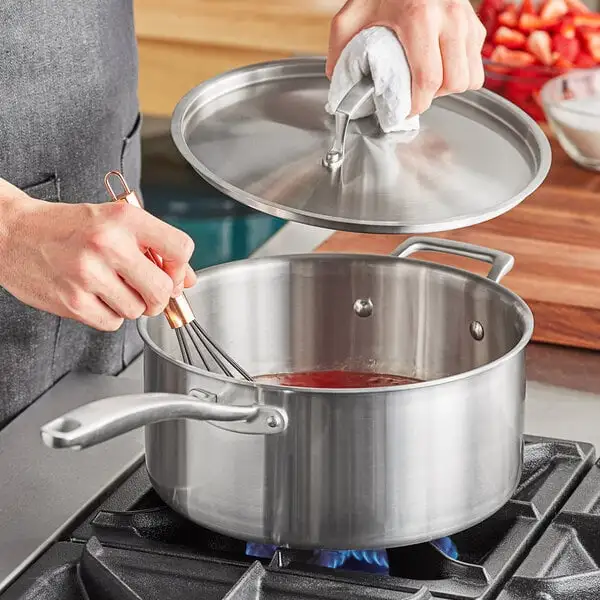 Tri Ply Stainless Steel Sauce Pan with Cover and Helper Handle