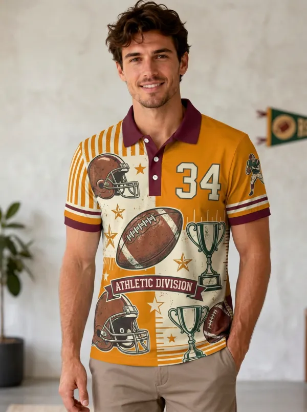 Men's Gridiron Helmet Trophy Polo Shirt