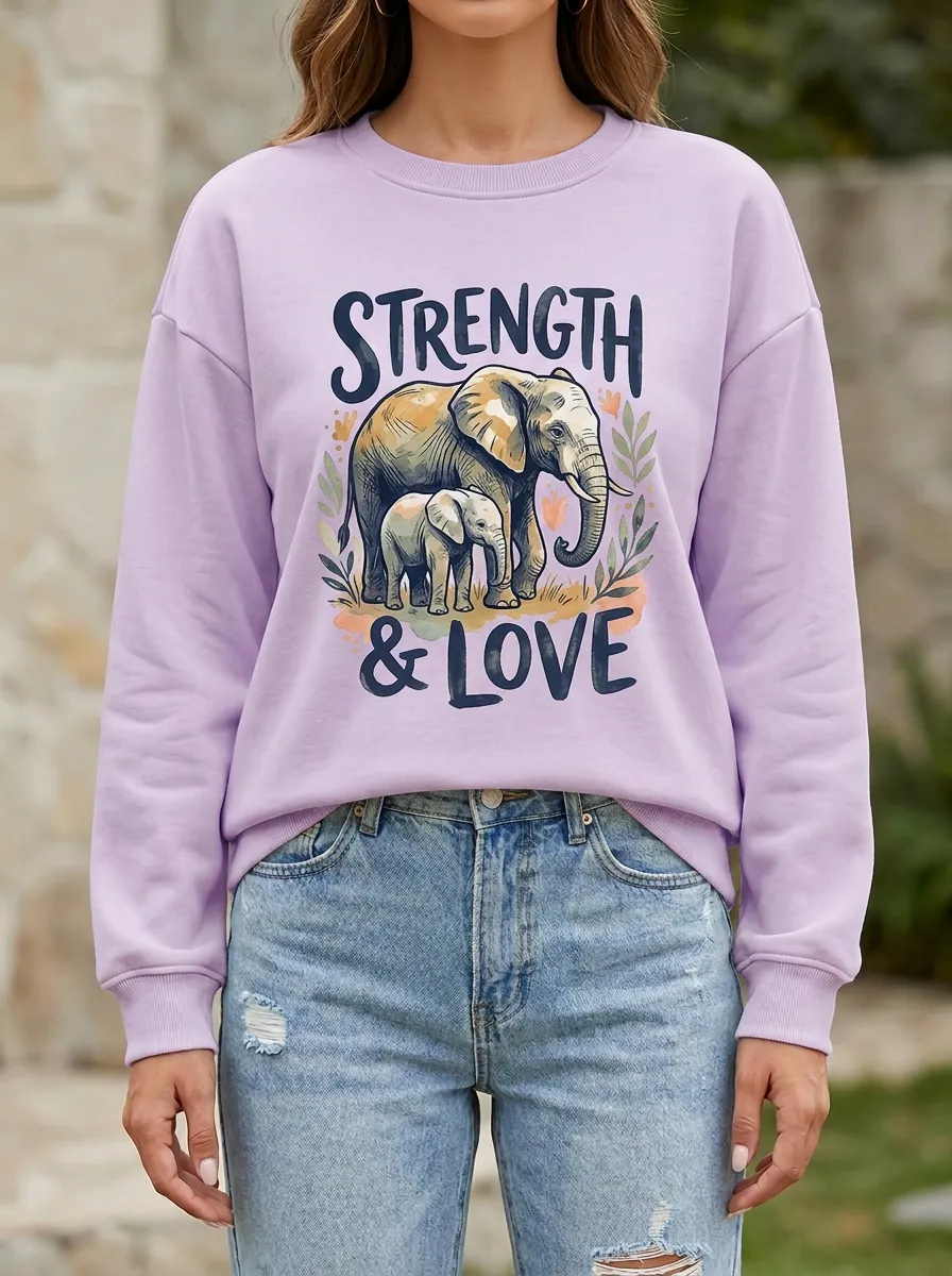 Strength And Love Elephant Family Sweatshirt