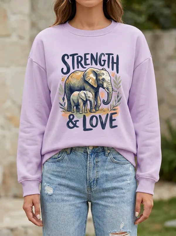 Strength And Love Elephant Family Sweatshirt