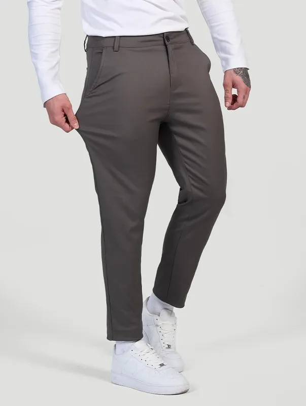 Grey Stretch Pants Clean Cut