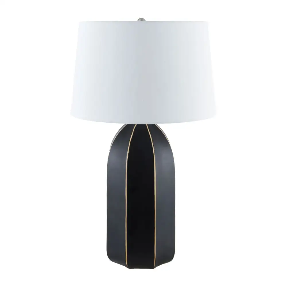 Art Deco Linen Shade Modern Ceramic Iron Table Lamp