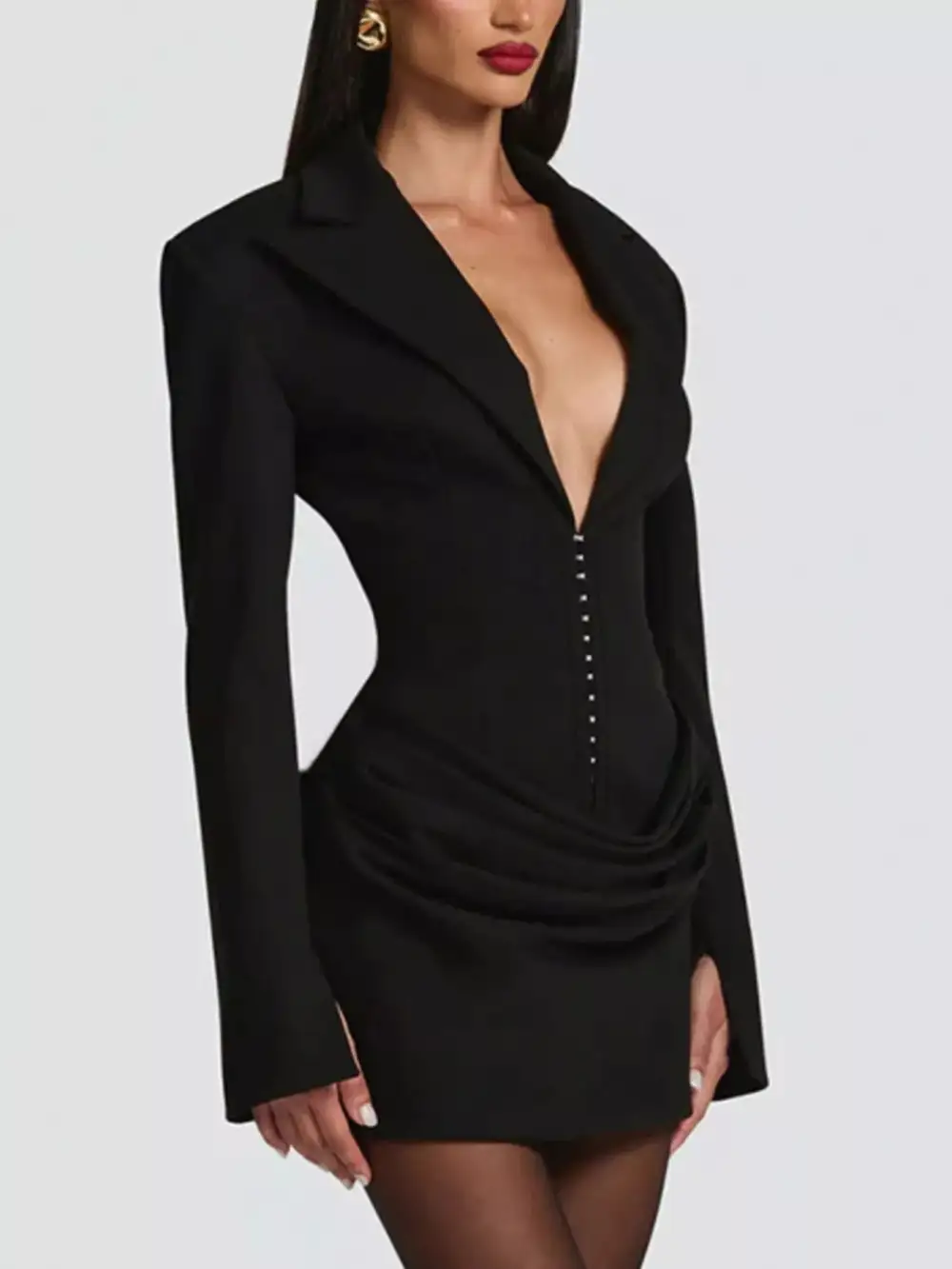 Balanced Detail Long Sleeve Mini Dress