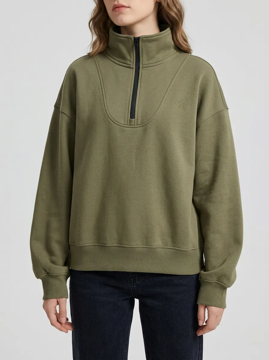 Women's Quarter-Zip Embroidered Minimalist Sweatshirt