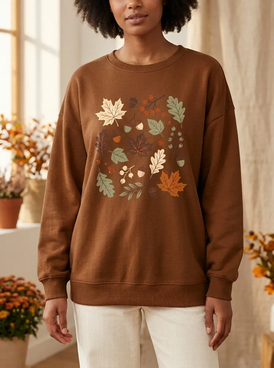 Tailored Printed Acorn Graphic Sweatshirt