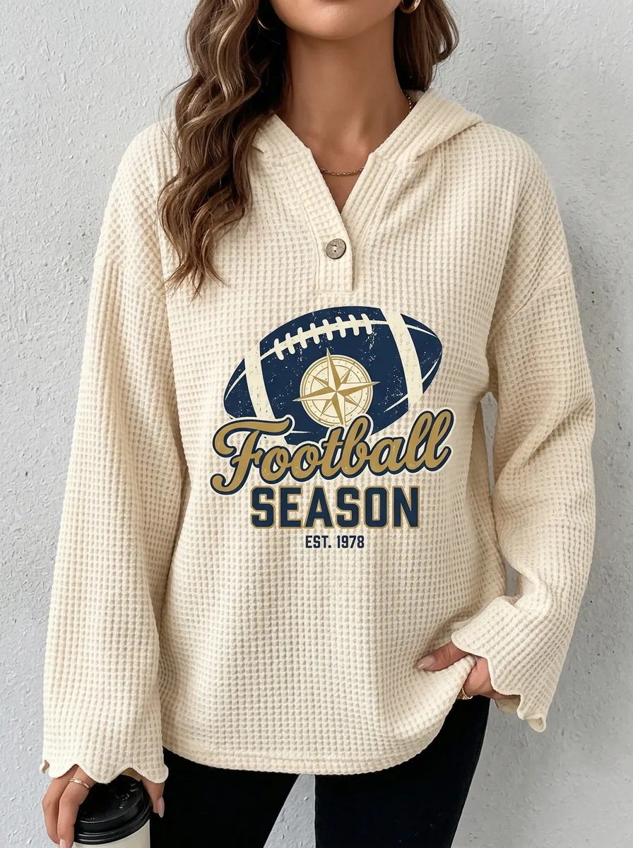 Football Graphic Casual Hoodie