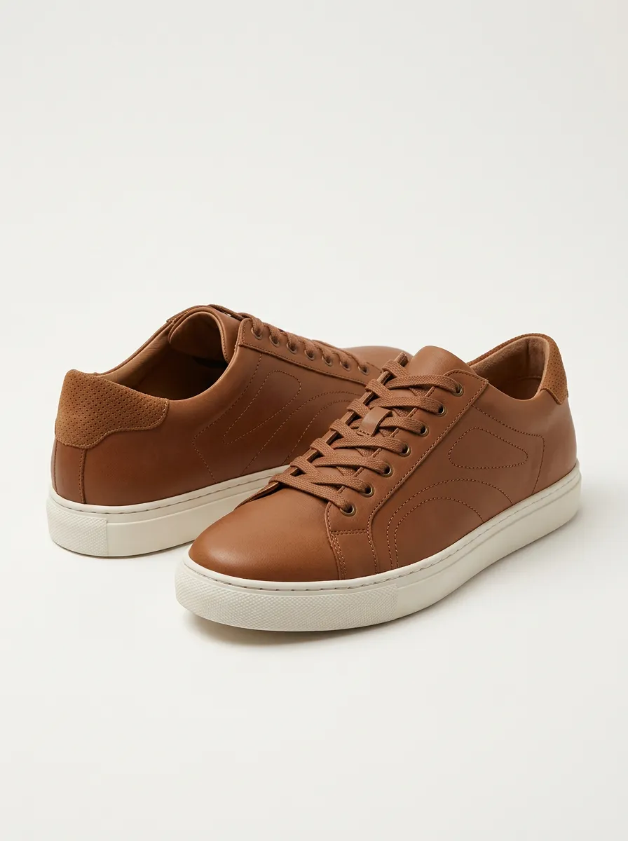 Men's Minimalist Leather Perforated Detail Casual Shoes