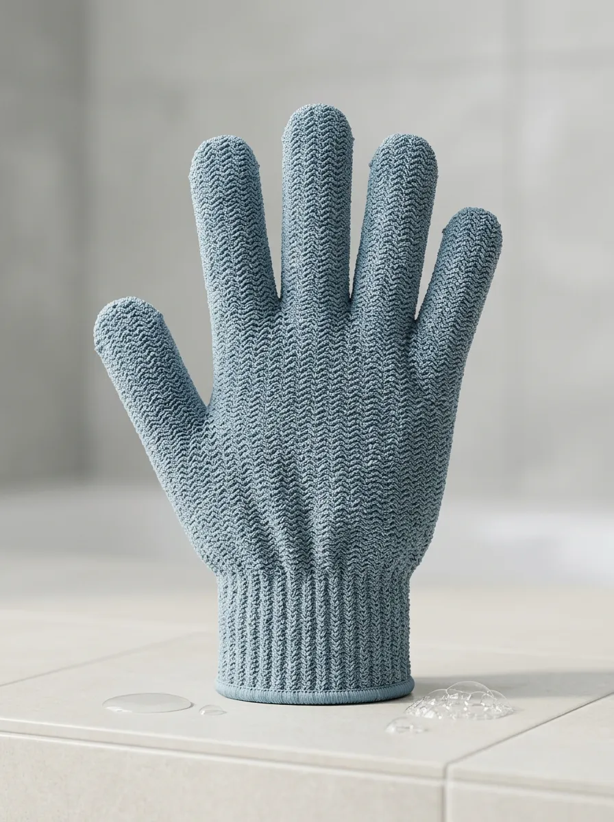 Herringbone Textured Bath Exfoliating Glove