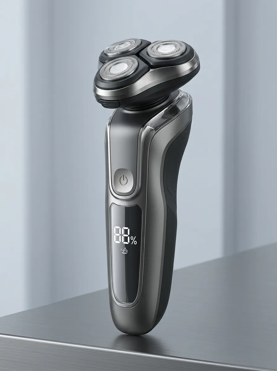 Rotary Triple-Head LED Display Electric Shaver for Daily Personal Care