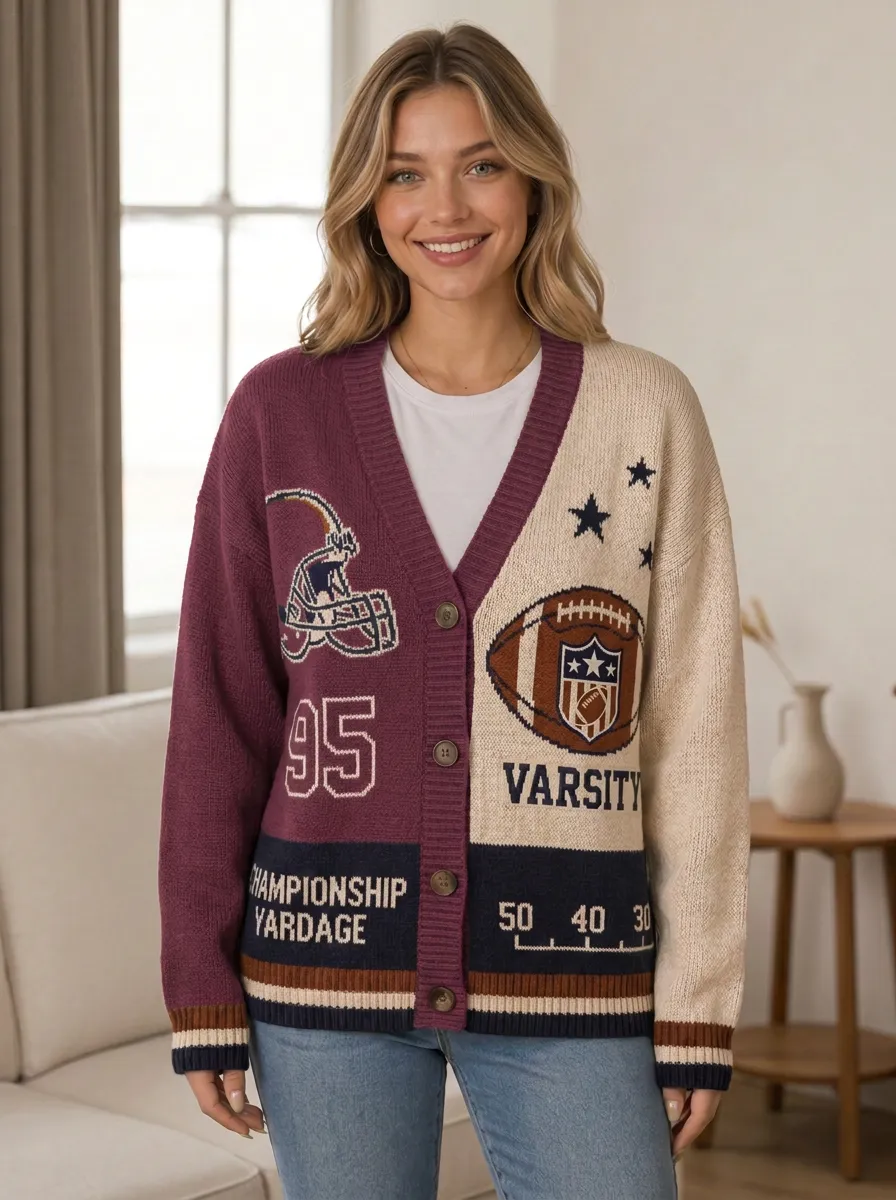 Women's Gridiron Helmet Graphic Knit Cardigan