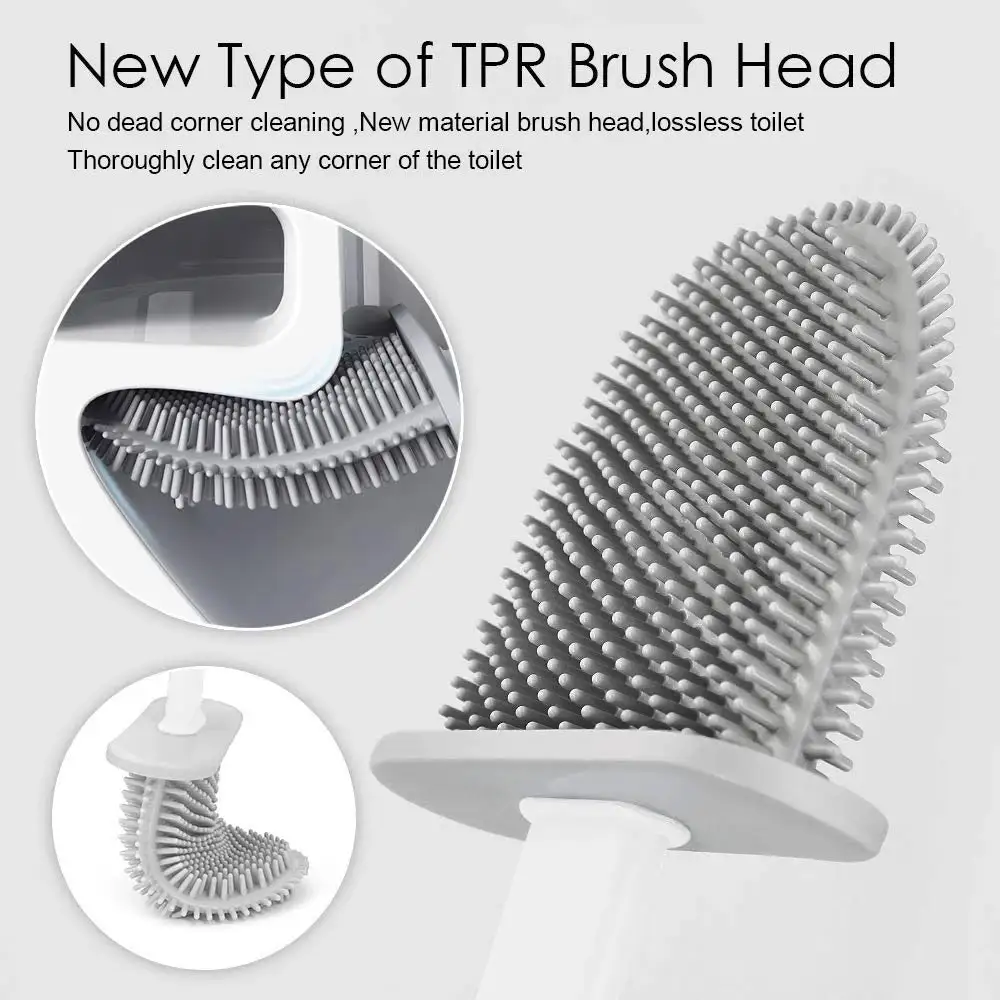 Silicon Deep Cleaning Toilet Brush with Holder