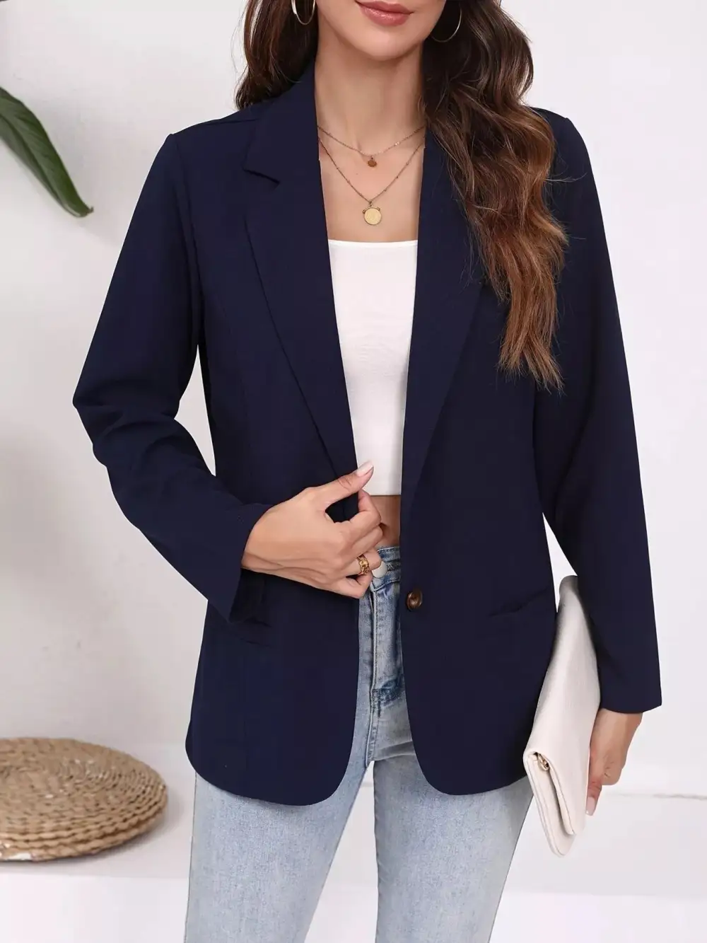 Plus Size Lapel Collar Single-Button