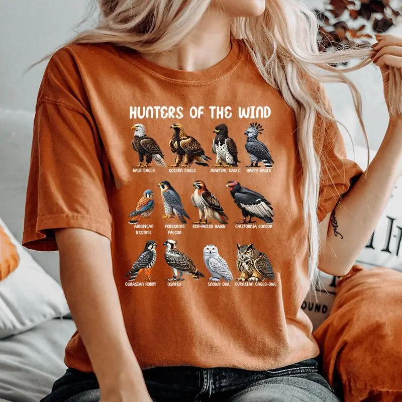 Hunters Of The Wind Birds Of Prey Falcon Owl Birding Raptors Women's Oversized Comfort T-Shirt