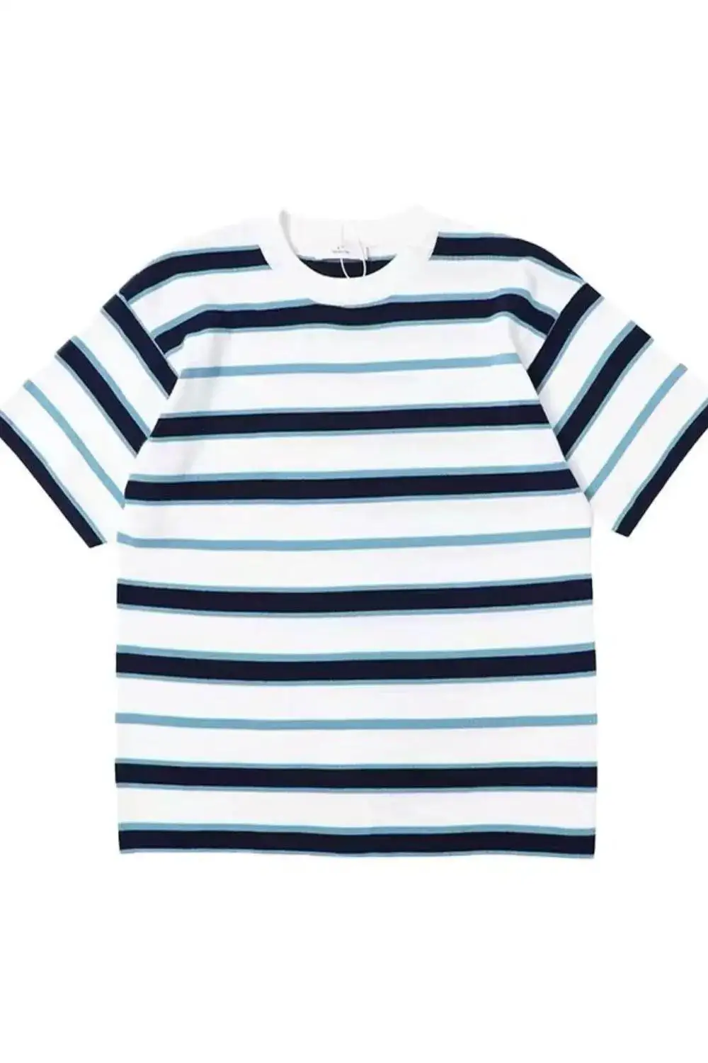 Textured Striped Short Sleeve Crew Neck Tee