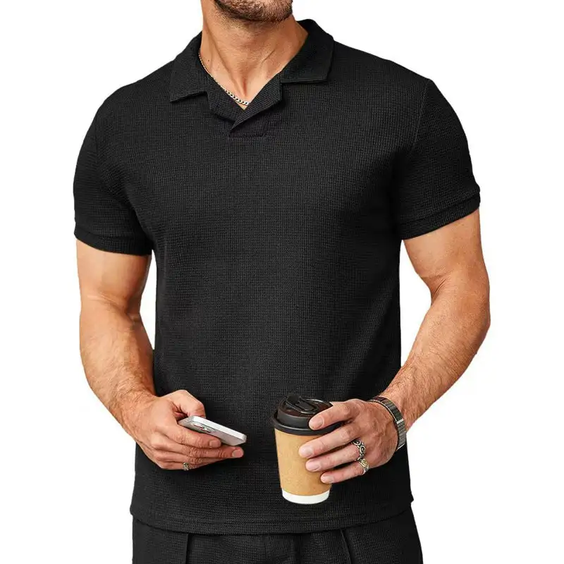Short Sleeve Fitted Fine Knit Polo Shirt