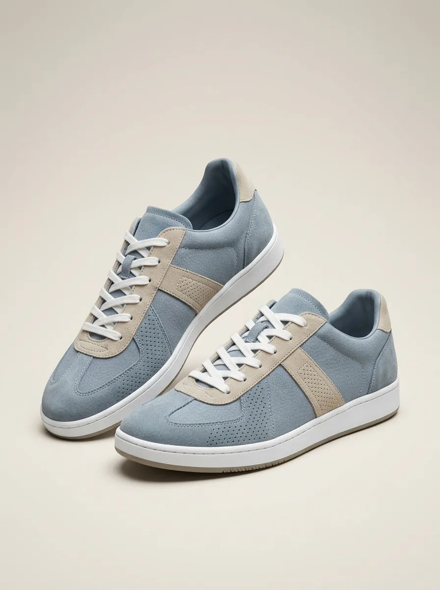 Men's Suede Perforated Panel Casual Sneakers