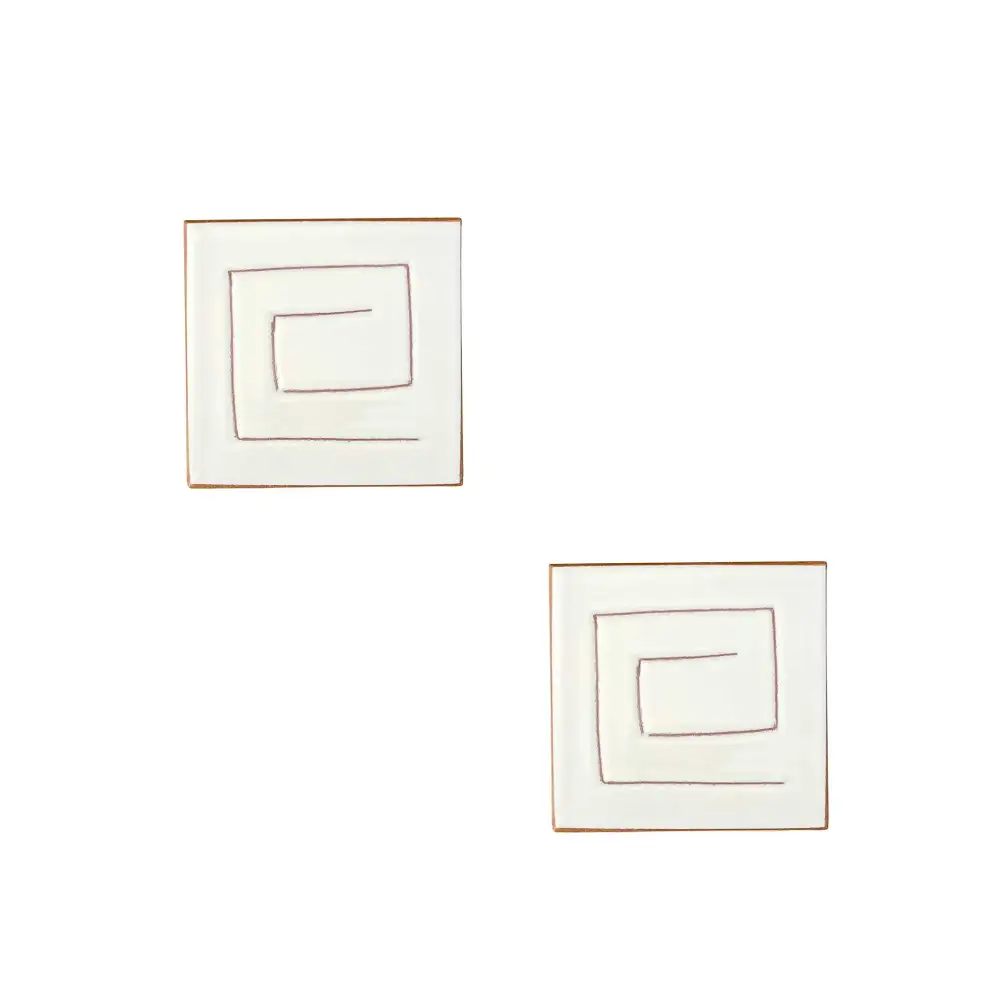 Meander-Motif Ceramic Coaster Tile Set