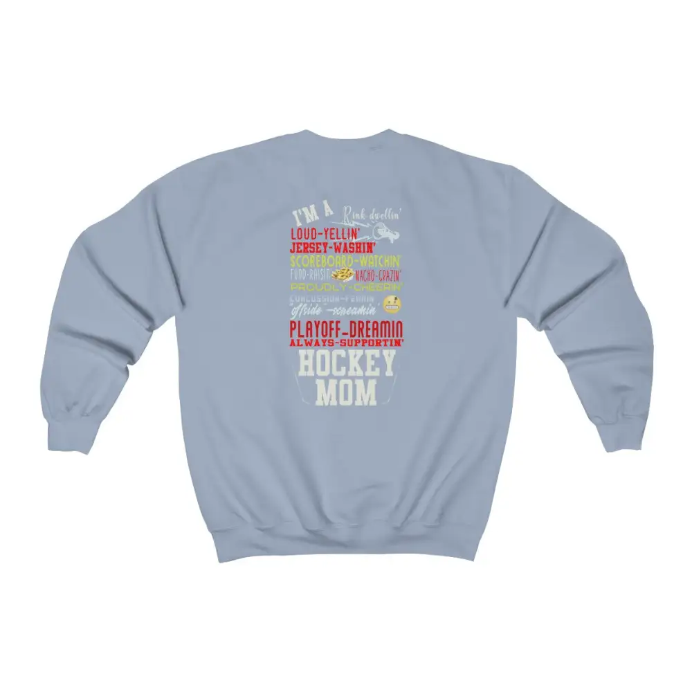 Mom Support Back Print Hockey Graphic Crewneck Sweatshirt