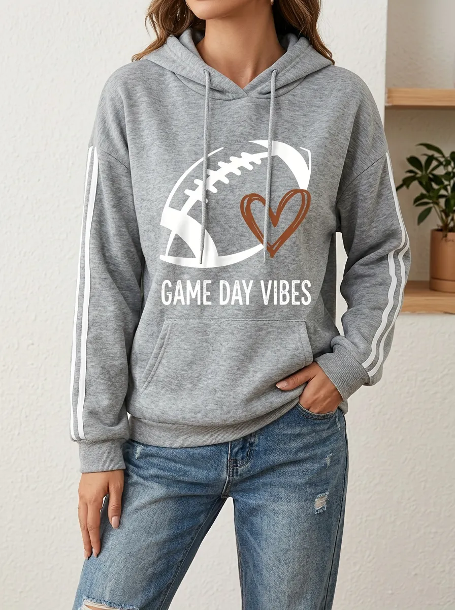 Women's Classic Gridiron Day Vibes Heart Graphic Hoodie