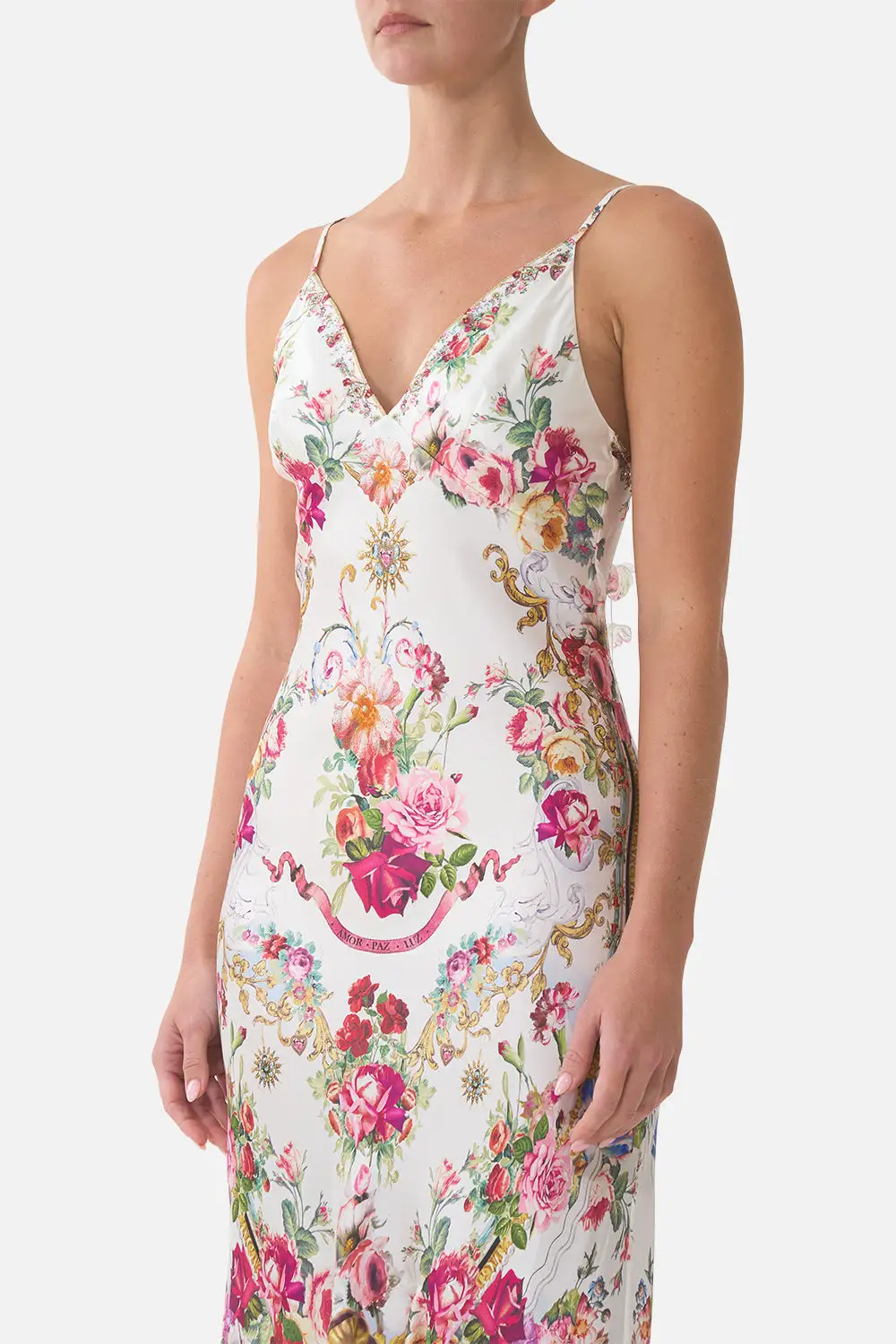 V-Neck Slip Dress with Flounce Hem