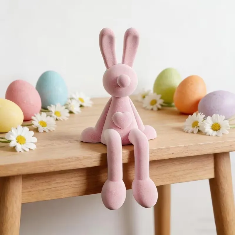 Flocked Bunny Figurine