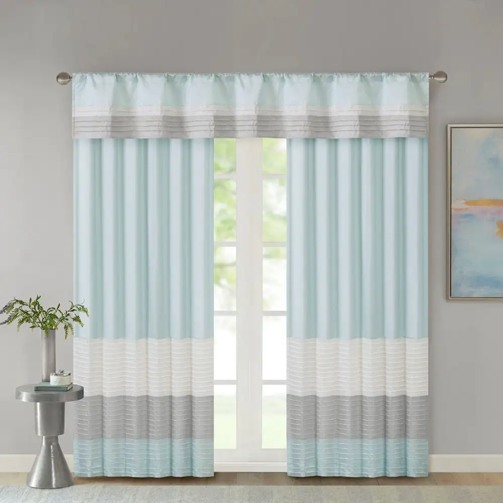 Faux Silk Striped Back-Tab Modern Curtain Panel