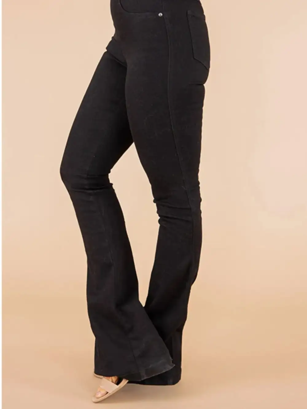 Structured High Waist Flare Leg Denim Jeans