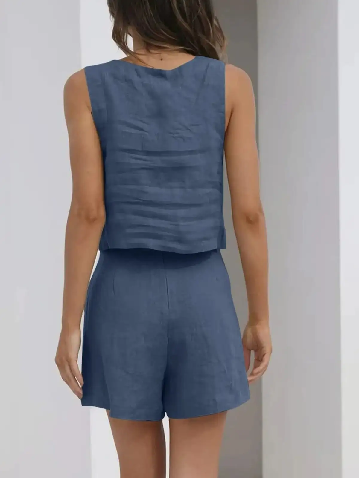Square-Neck Shorts Matching Set