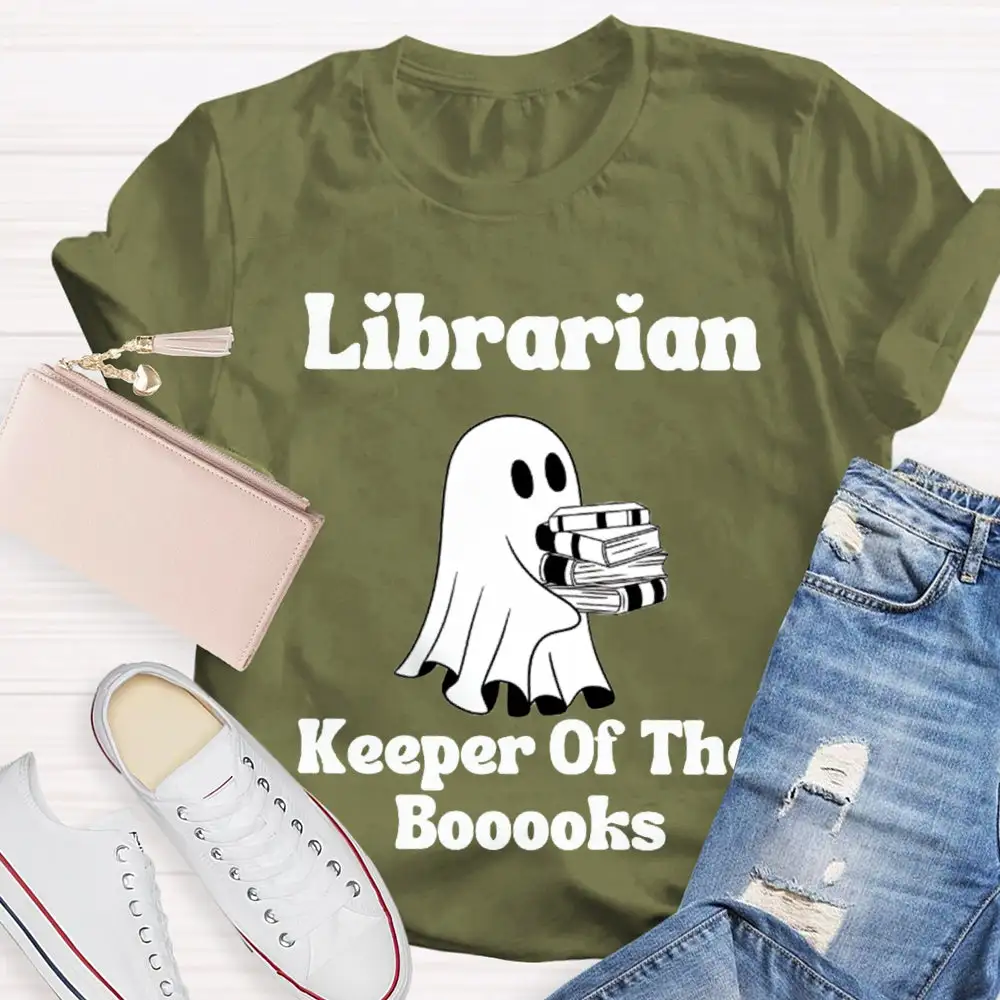 Librarian Keeper Of The Booooks Funny Halloween Spooky Librarian T-Shirt