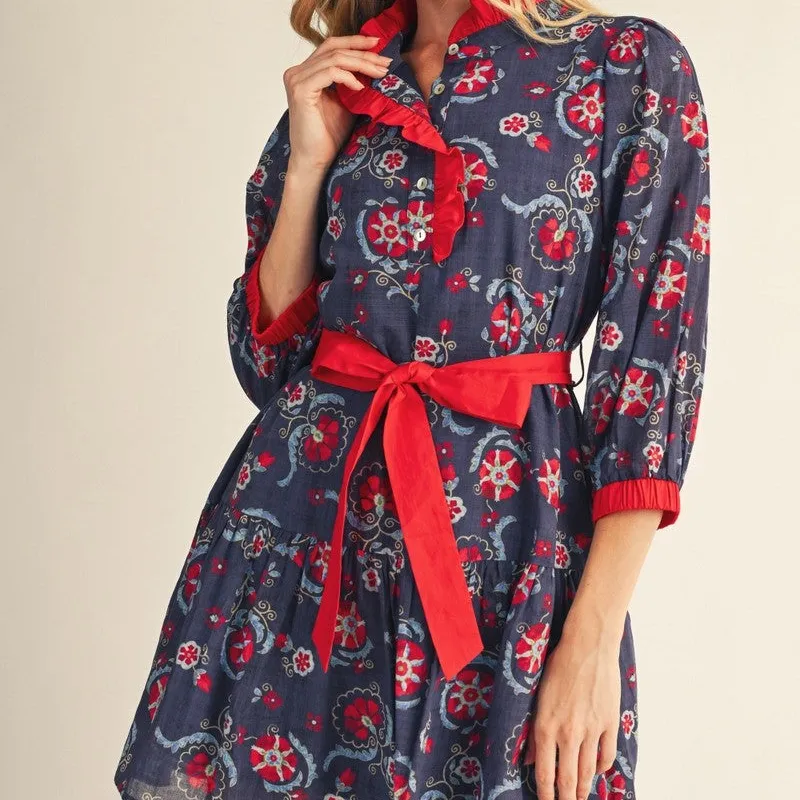 Floral Tiered Ruffle Detail Dress