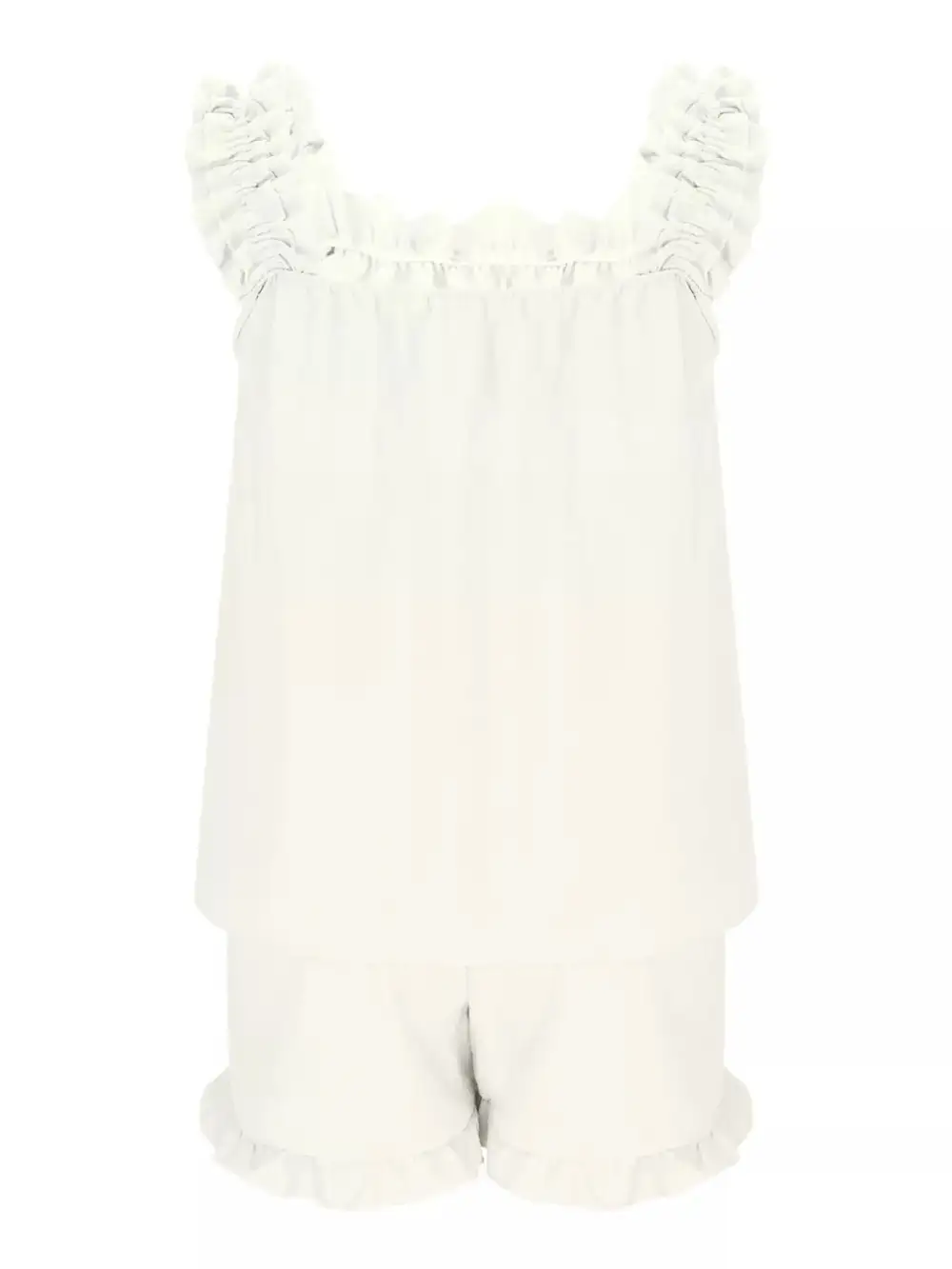 Ruffle Trim Sleeveless Top Shorts Set