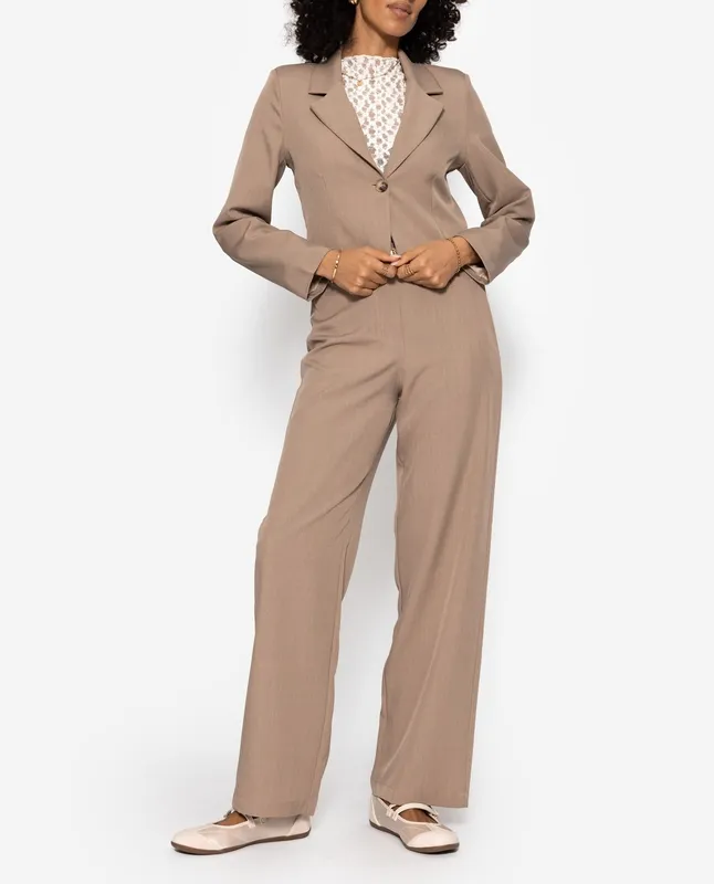 Dark Beige Leg Straight High Pants