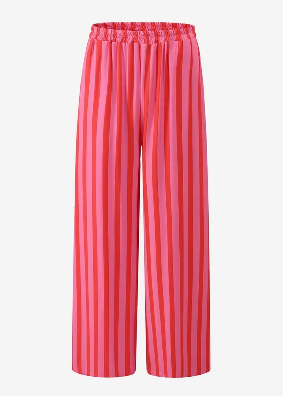 Pink Striped Wide Leg Pants
