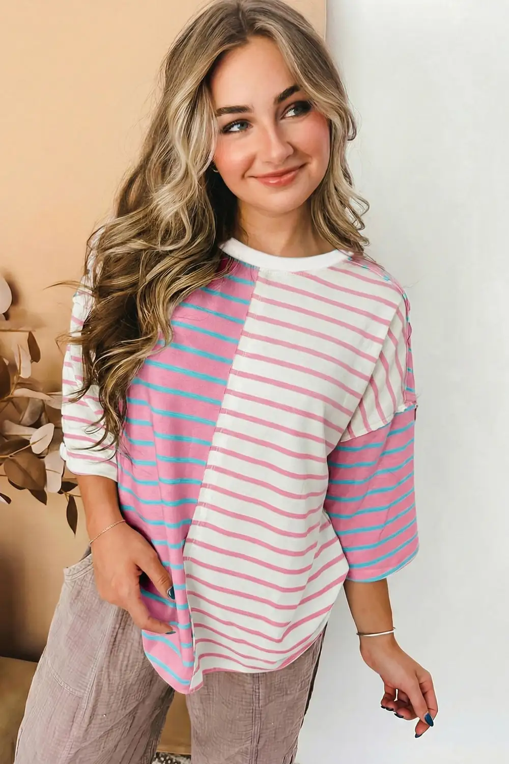 Striped Patchwork Loose Tee