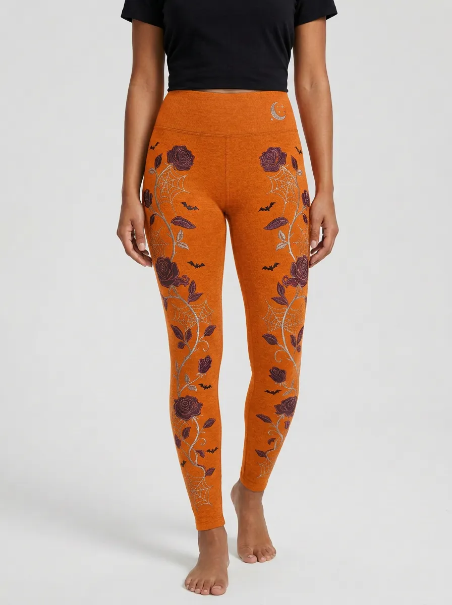Women's Halloween Gothic Rose Spiderweb Leggings