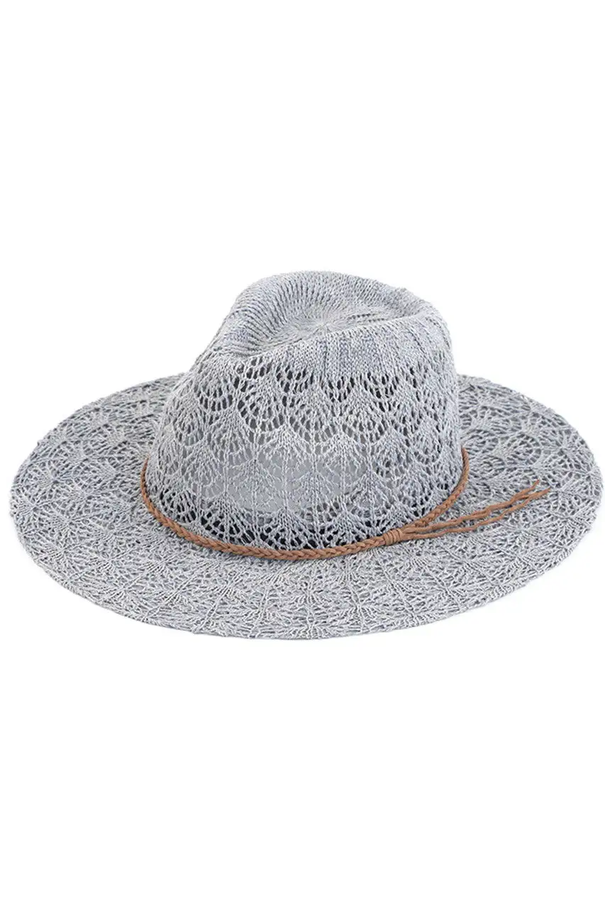 Horseshoe Lace Knitting Wide Brim Hat