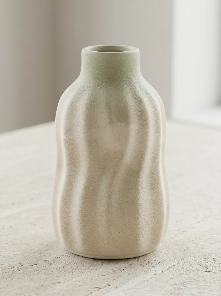 Minimalist Wavy Textured Matte Ceramic Table Vase