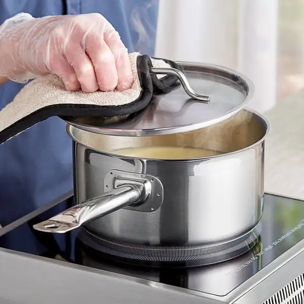 Space-Saving Stainless Steel Sauce Pan with Aluminum Clad Bottom and Cover