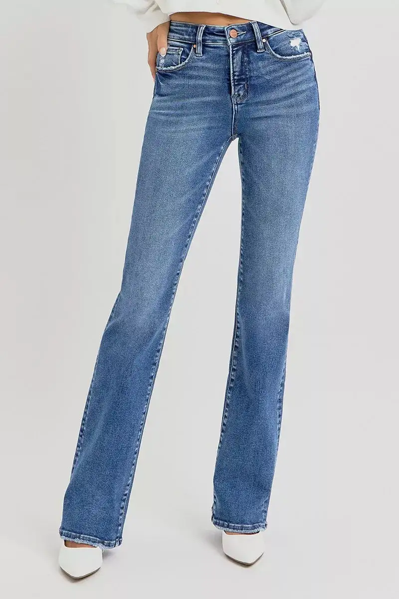Full Size Tummy Control High Rise Straight Jeans Plus Size