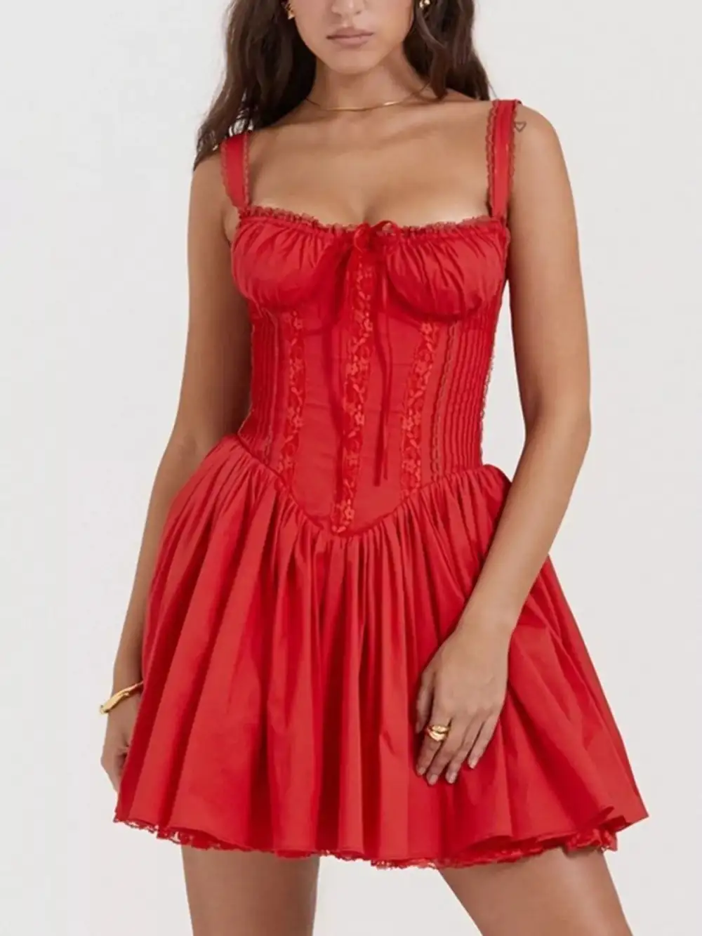 Polished Detail Lace Mini Dress