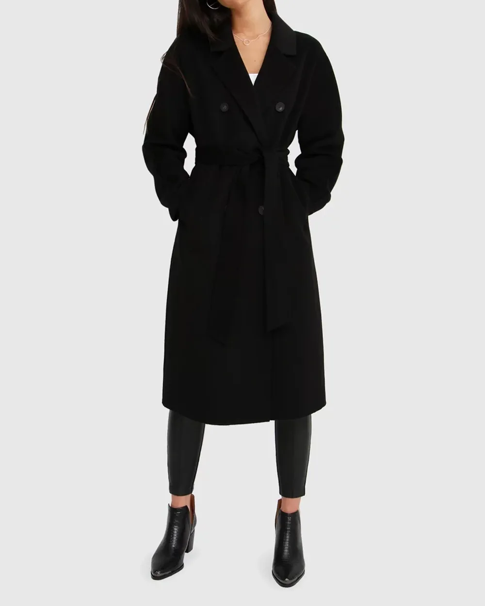 Double-Breasted Lined Wool Coat