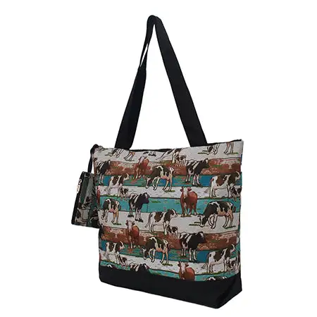 Country Cow Print Canvas Tote Bag