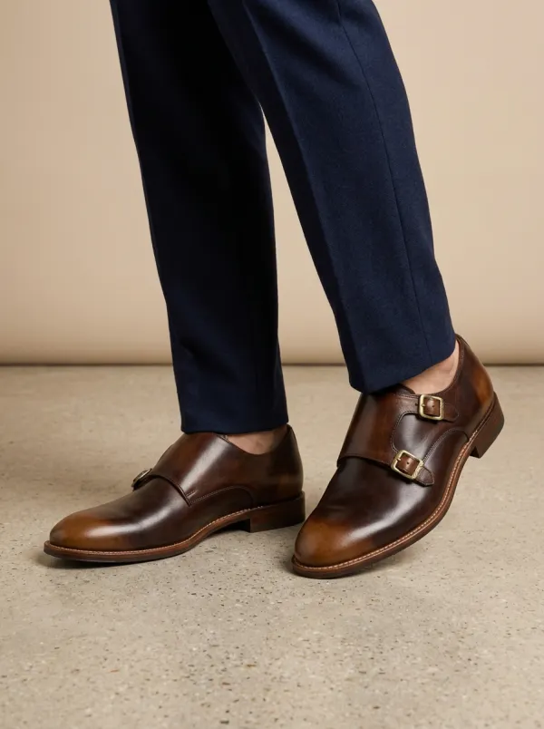Men's Classic Classic Business Double Monk Strap Leather Shoes