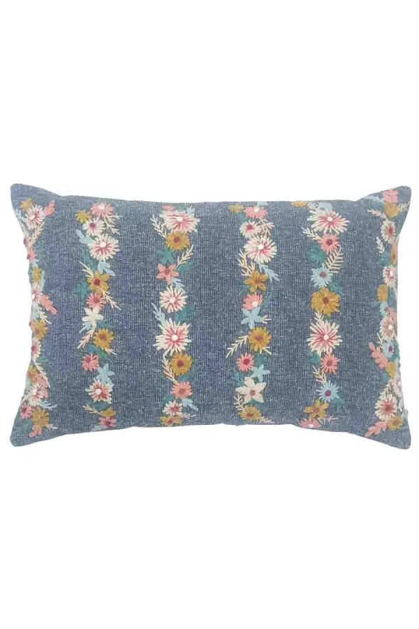 Artisan Design Embroidered Floral Textured Cotton Decorative Cushion Cover