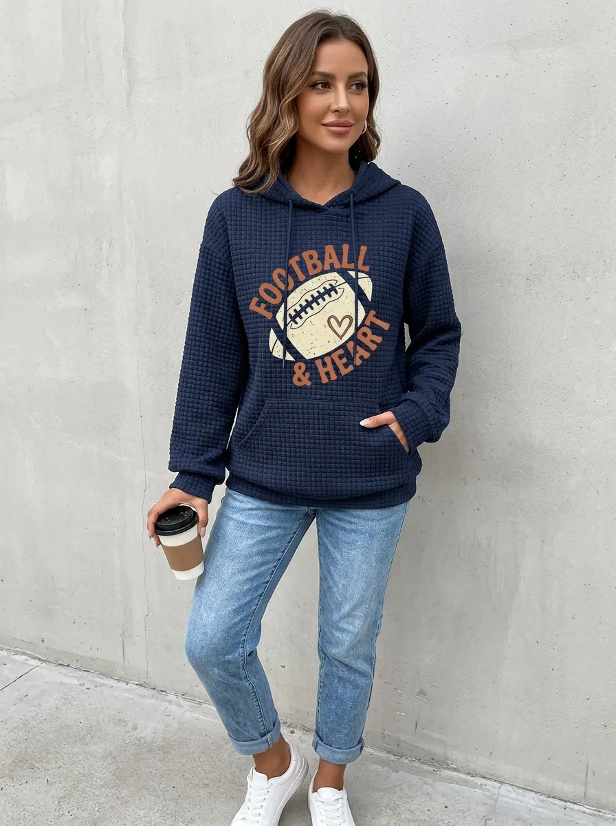 Women's Touchdown Inspired Gridiron Heart Ball Graphic Hoodie