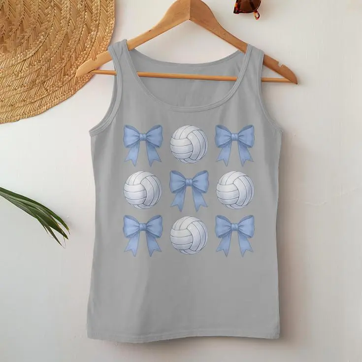 Volleyball Blue Bow Cute Women Tank Top