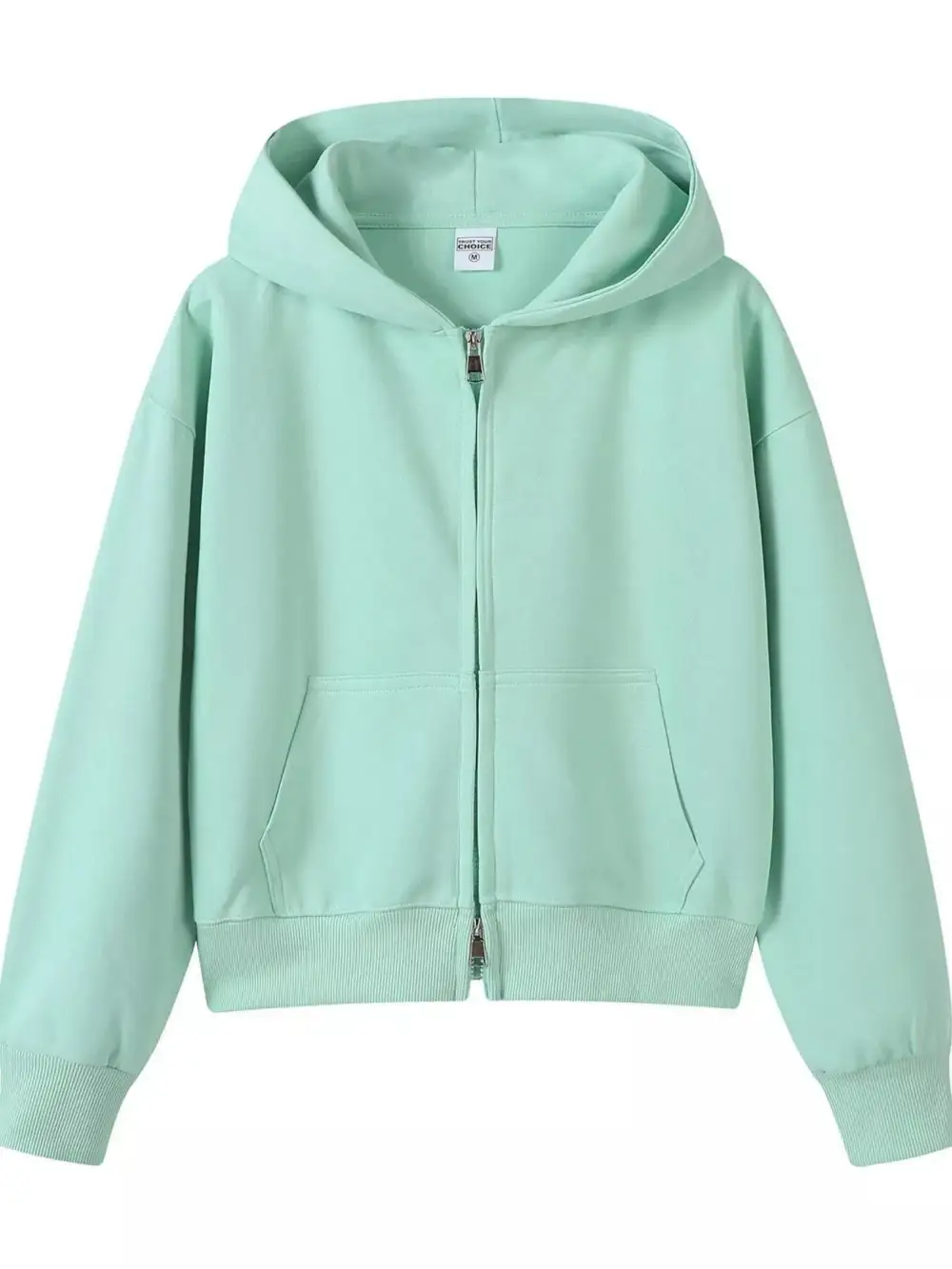 Zip-Detail Pocketed Long-Sleeve Hoodie