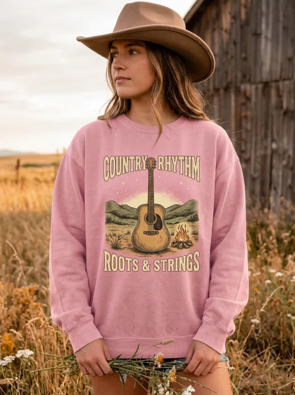 Campfire Country Campfire Guitar Graphic Crewneck Sweatshirt