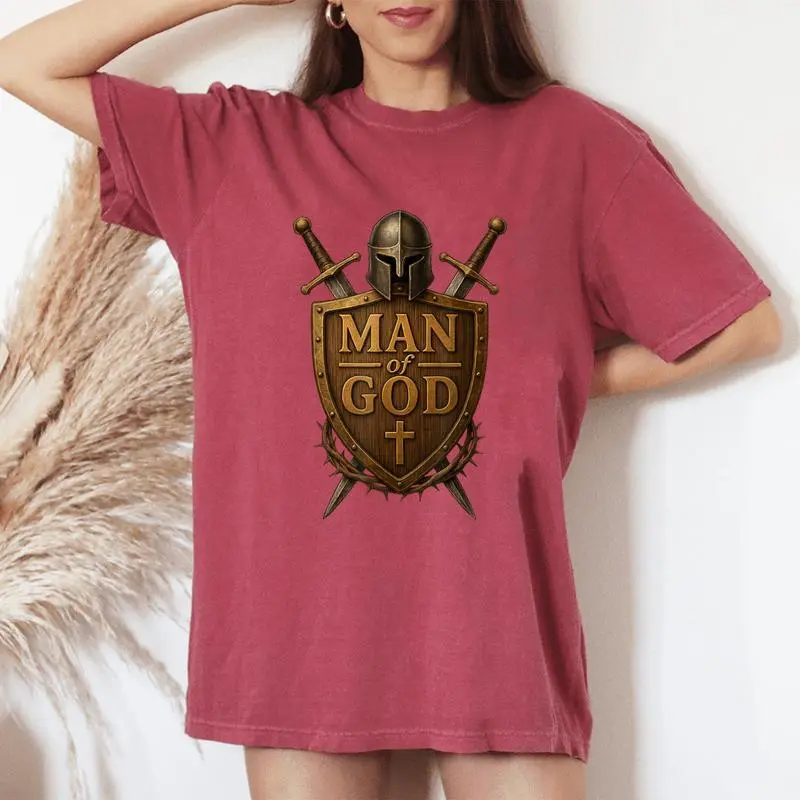 Faithful Warrior Man Of God Christian Knight Armor Dad Women's Oversized Comfort T-Shirt