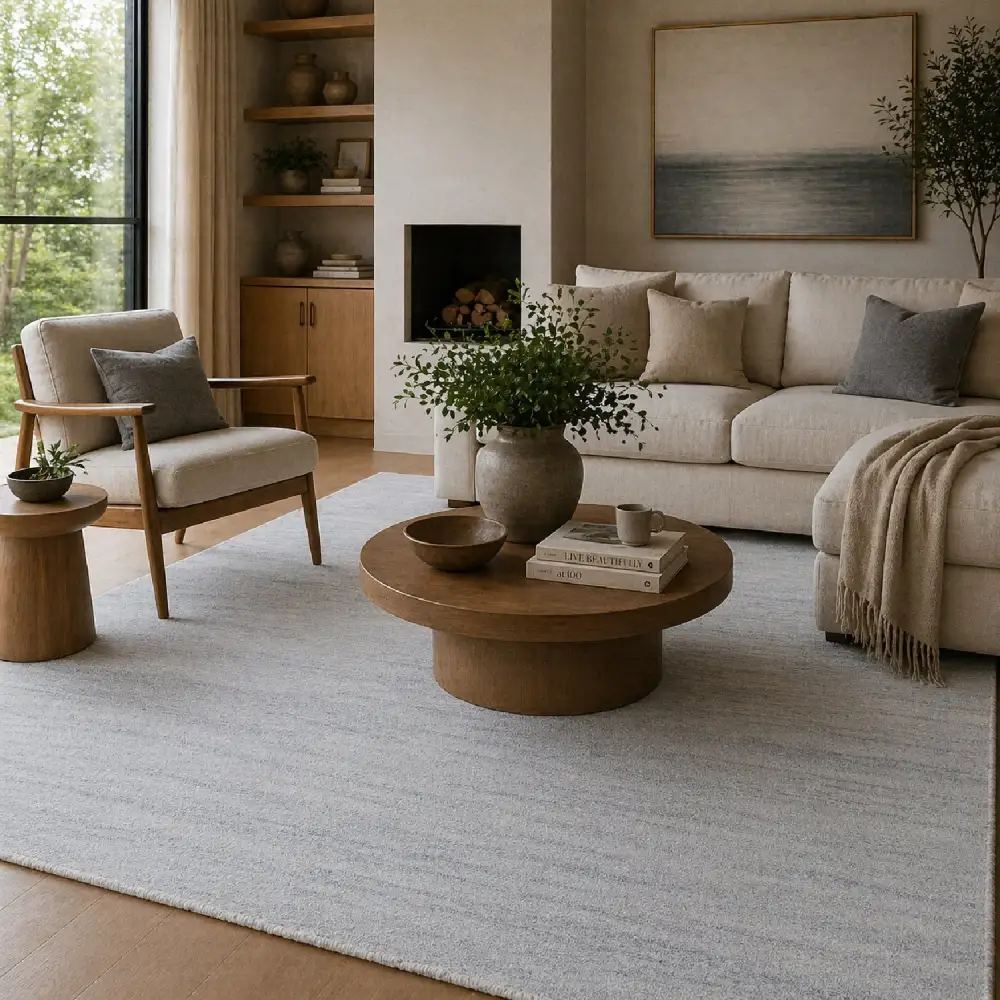 Hand-Knotted Wool Fringed Carpet